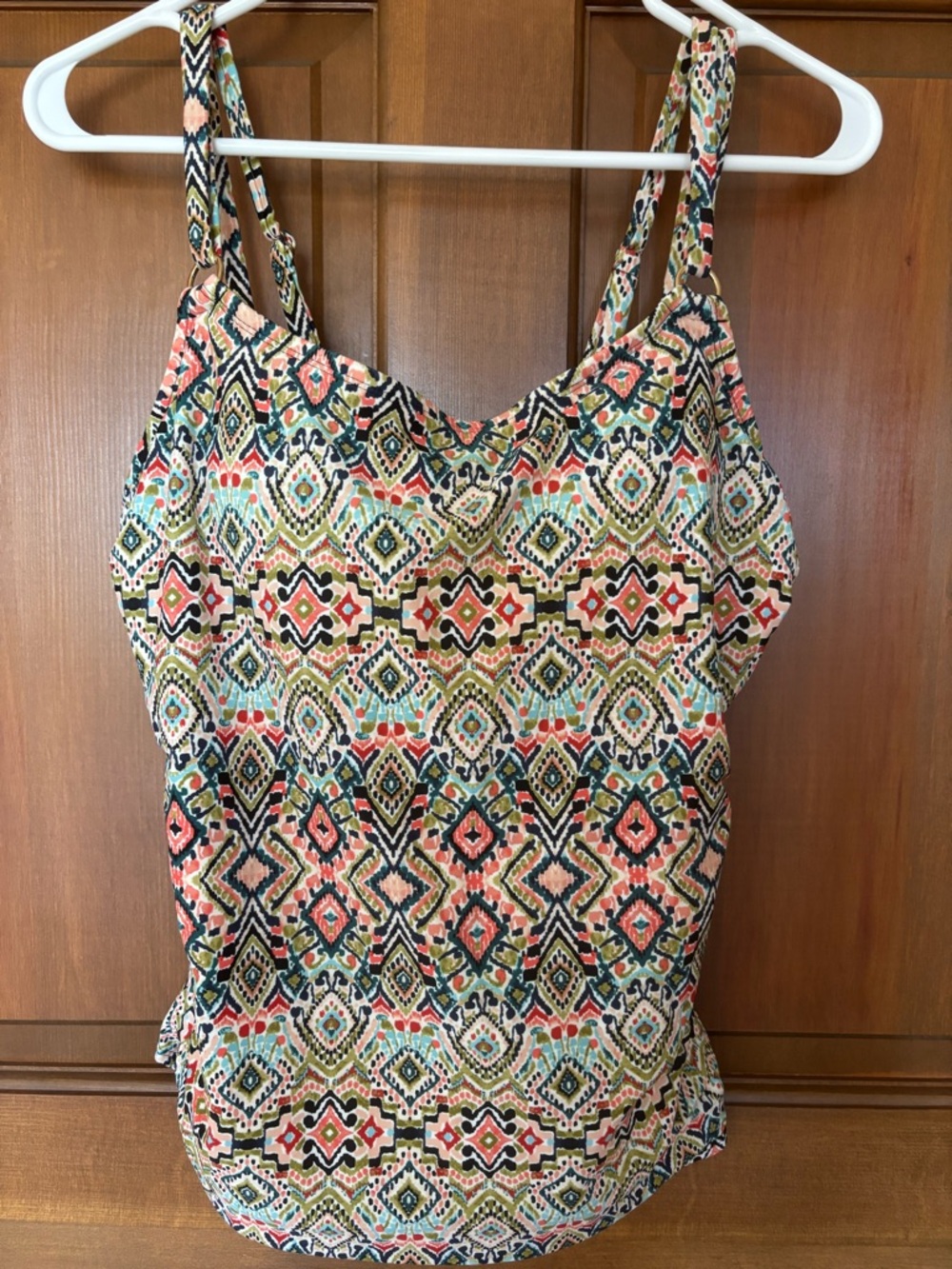 Kona Sol Multicolor Geometric Print Adjustable Strap Camisole/Swimtop L - Picture 1 of 5